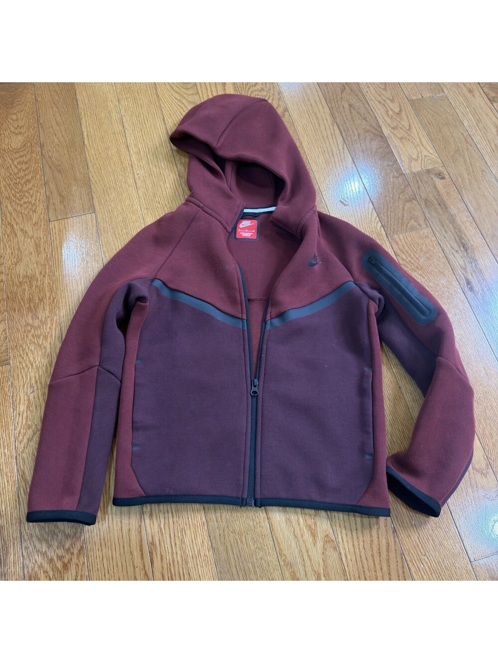 Nike Tech Fleece Full Zip Hoodie Kids Youth Medium M Burgundy Jacket